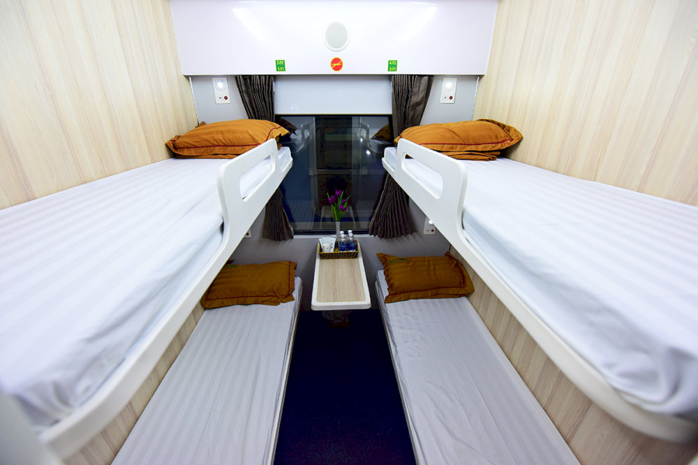 Compartments with 4 berths, two upper and two lower, with thicker mattresses and lockable doors